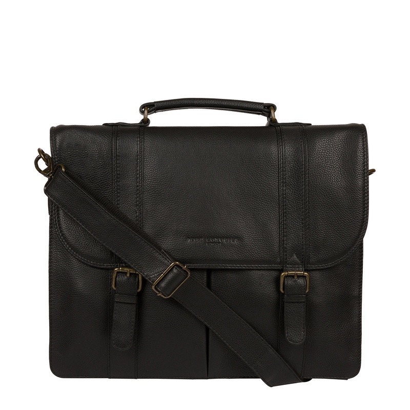 'Baxter' Black Leather Work Bag