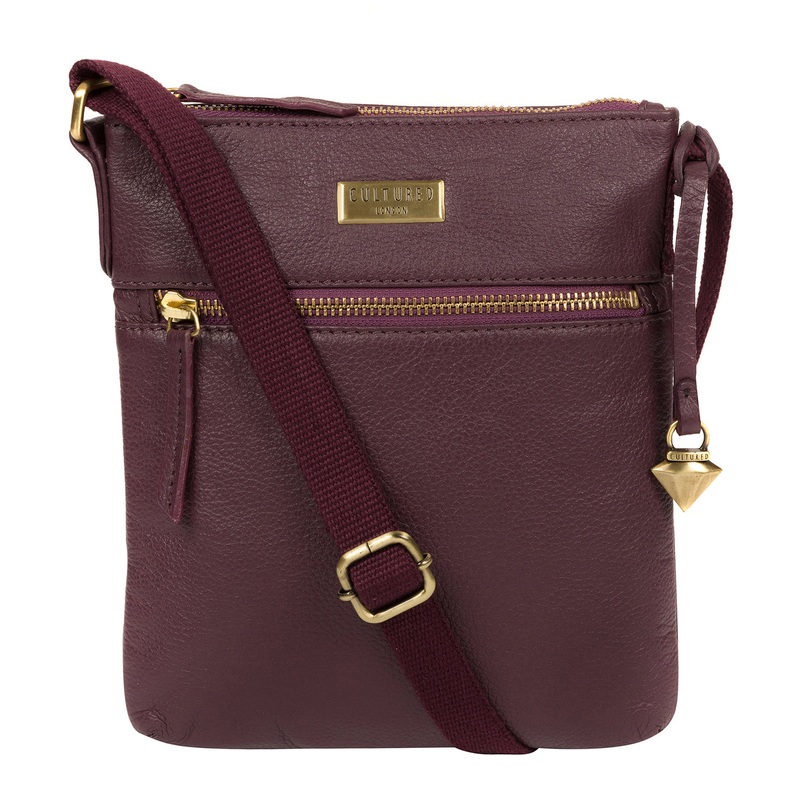 'Brooke' Fig Leather Cross Body Bag