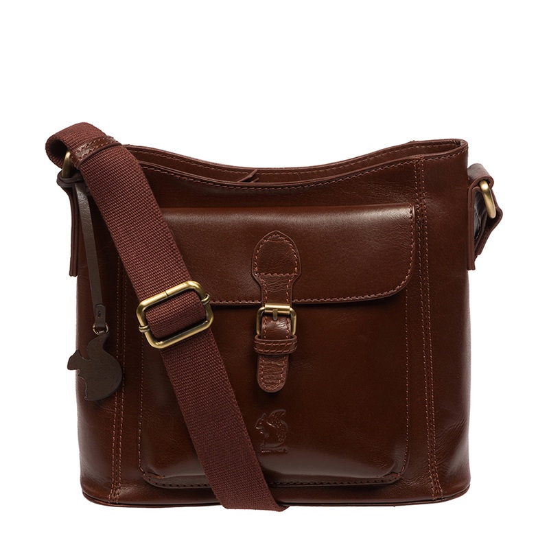 'Carla' Conker Brown Leather Cross Body Bag