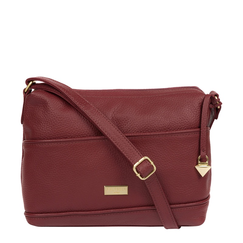 'Duana' Ruby Red Leather Shoulder Bag