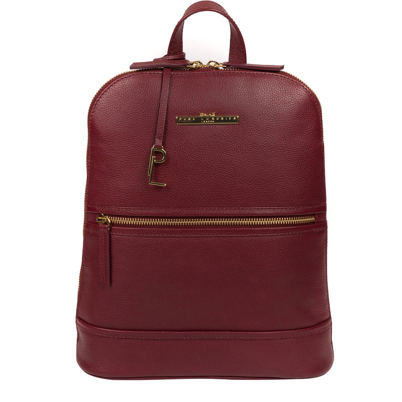 'Elland' Deep Red Leather Backpack