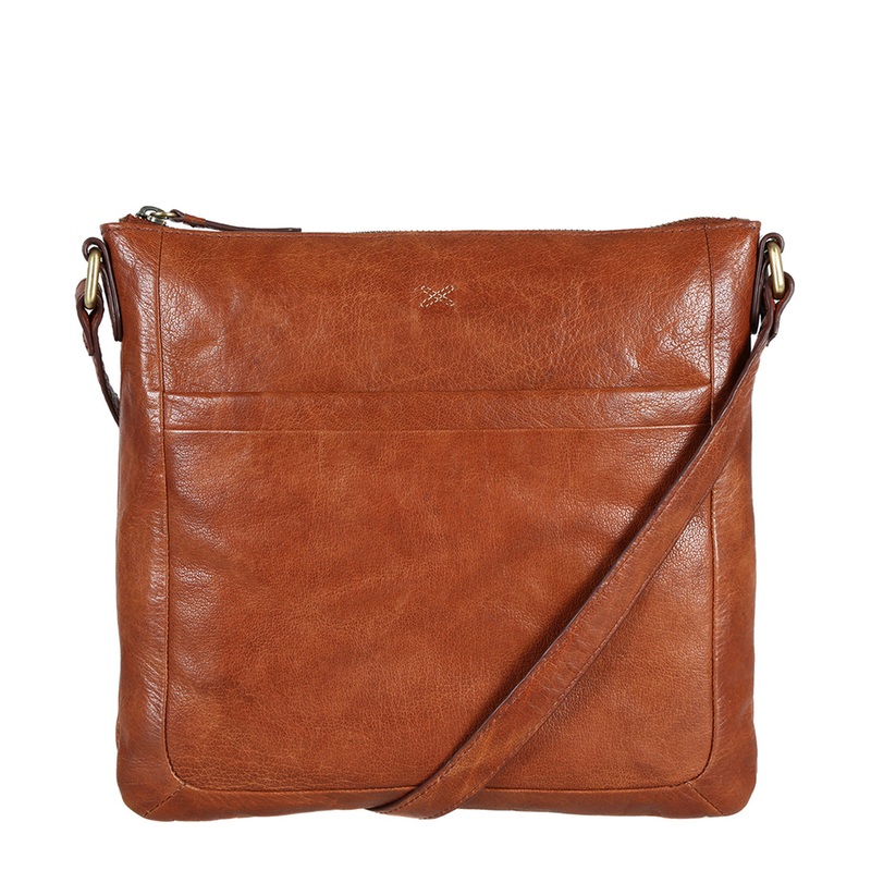 'Essie' Cognac Leather Cross Body Bag