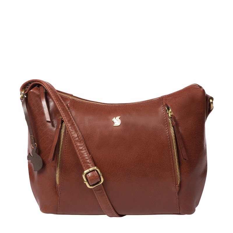 'Esta' Conker Brown Leather Cross Body Bag