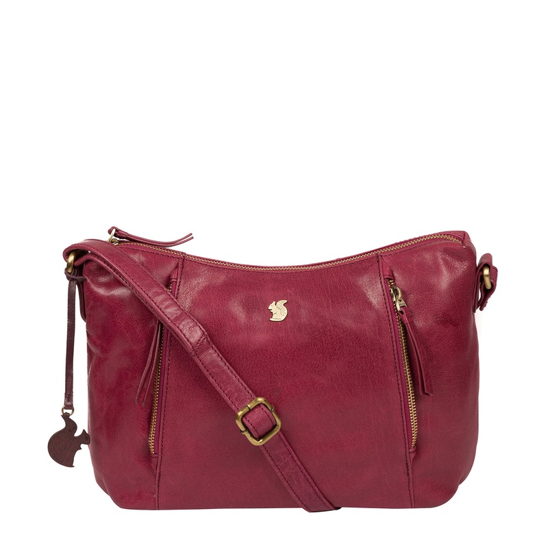'Esta' Orchid Leather Cross Body Bag