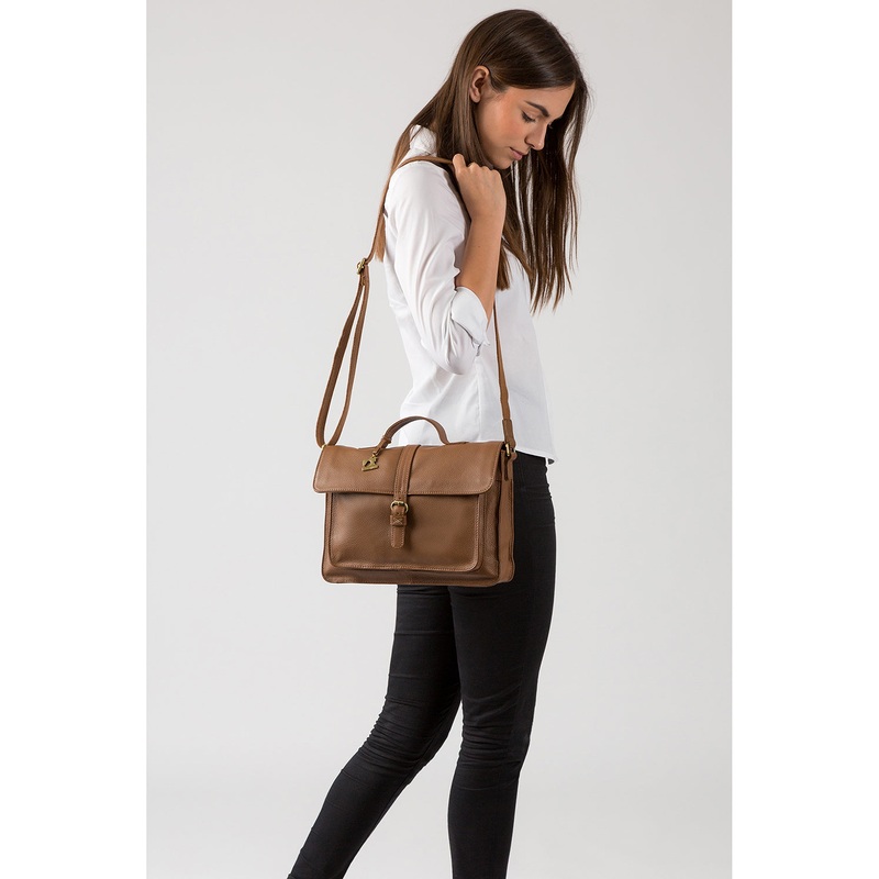 'Faith' Dark Tan Leather Cross Body Bag