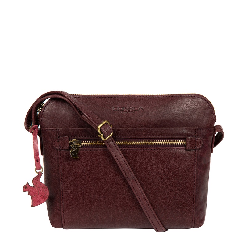 'Frida' Plum Leather Cross Body Bag