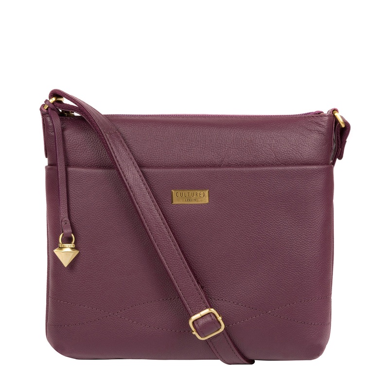 'Gianna' Fig Leather Cross Body Bag