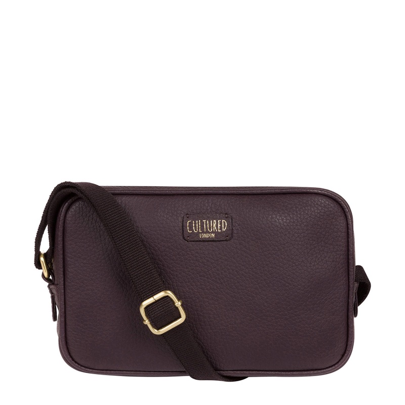 'Giulia' Plum Leather Small Cross Body Bag