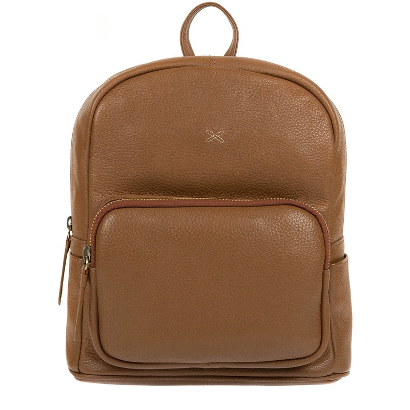 'Greer' Dark Tan Leather Backpack