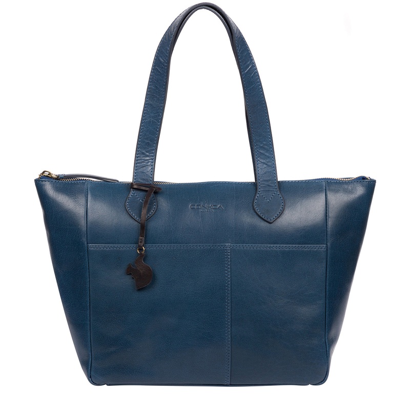 'Harp' Snorkel Blue Leather Tote Bag