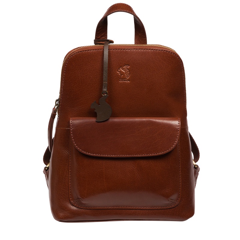 'Kerrie' Conker Brown Leather Backpack