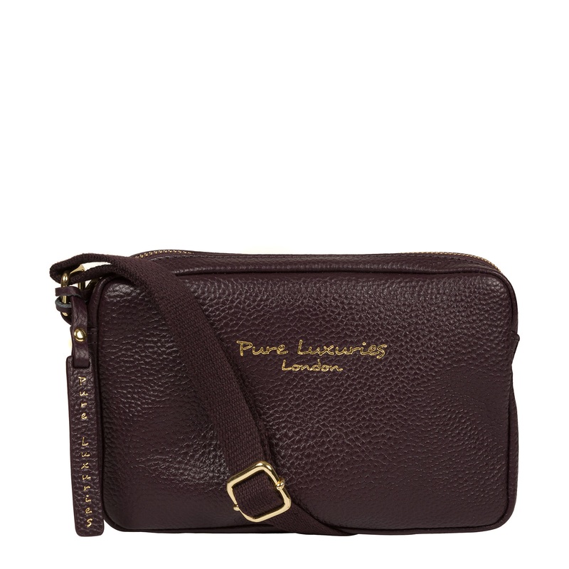 'Laine' Plum Leather Cross Body Bag