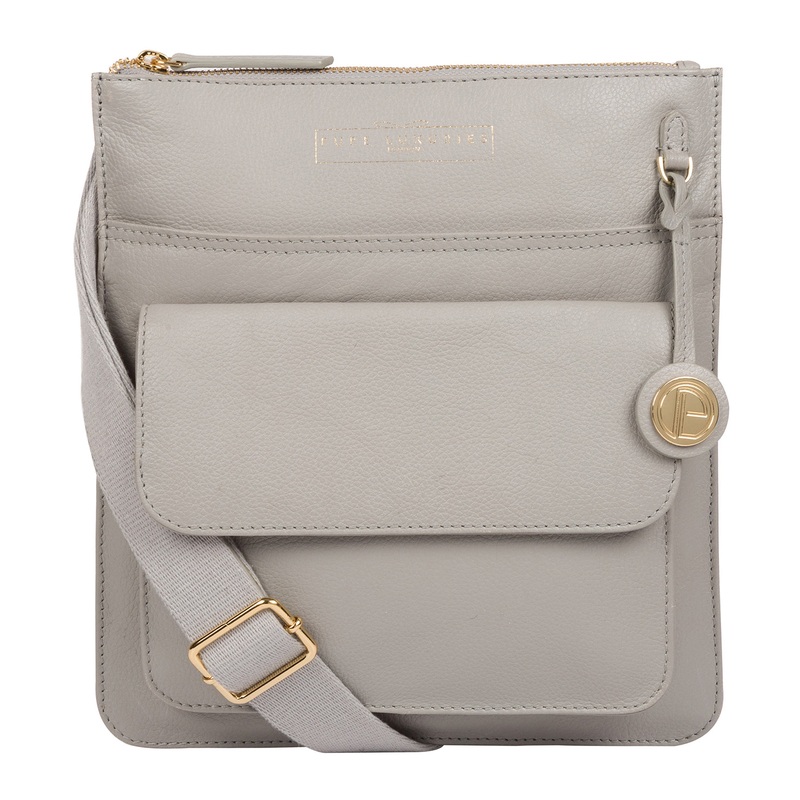 'Langley' Grey Leather Cross Body Bag