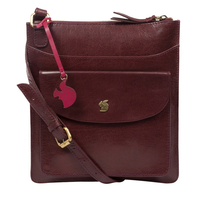 'Lauryn' Plum Leather Cross Body Bag