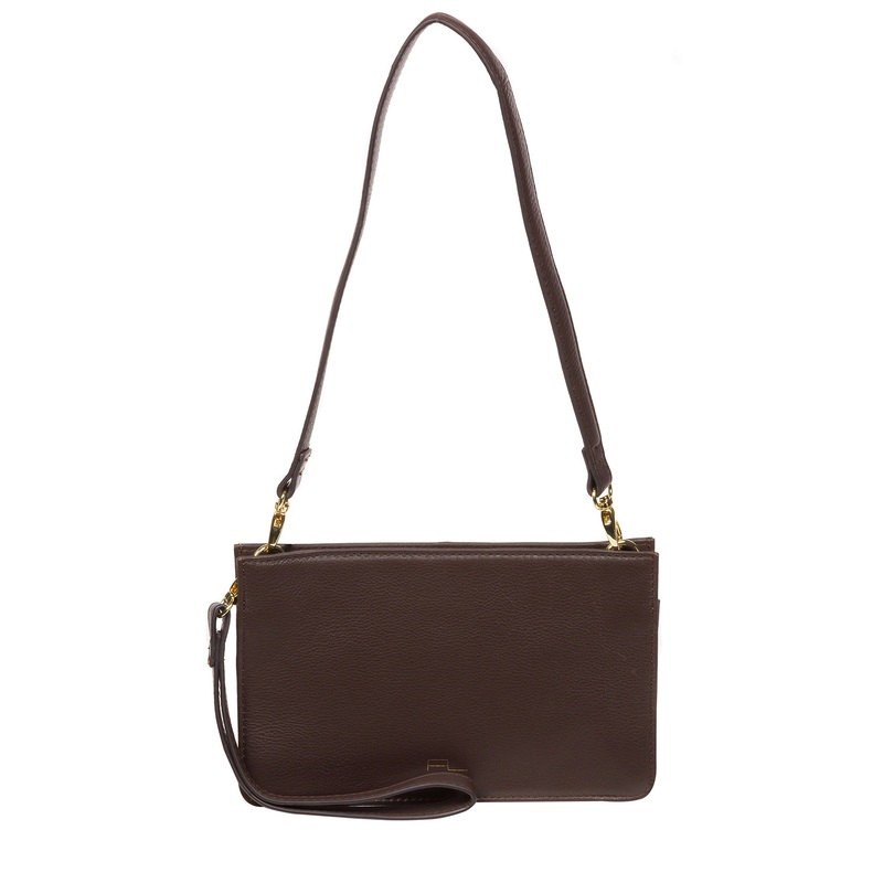 'Layla' Hot Fudge Nappa Leather Grab Clutch Phone Bag