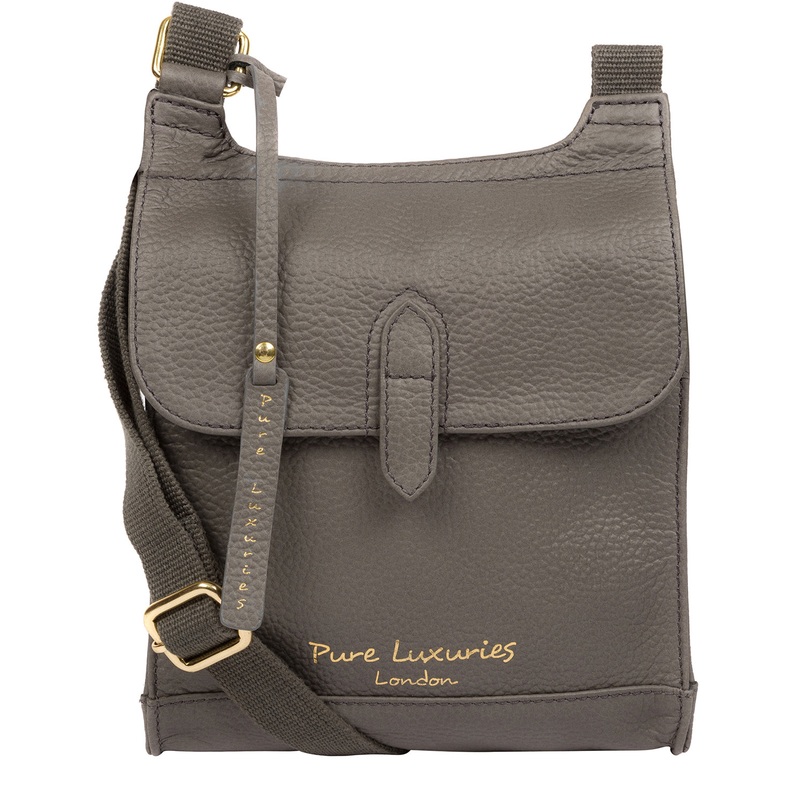 'Lea' Grey Leather Cross Body Bag
