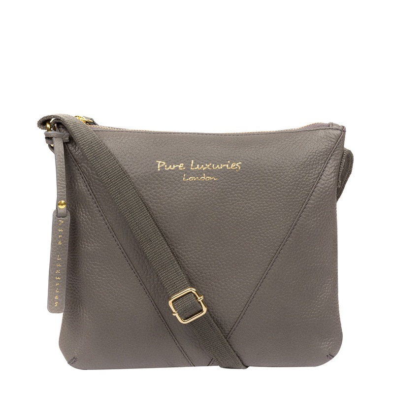 'Lupita' Grey Leather Cross Body Bag