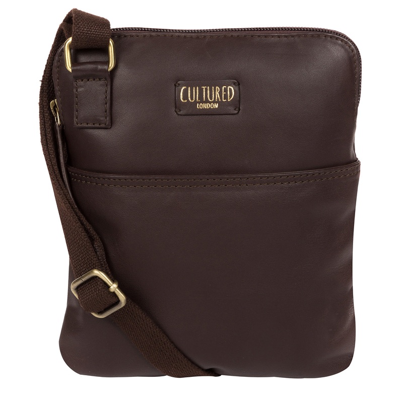 'Marqaux' Brown Leather Cross Body Bag