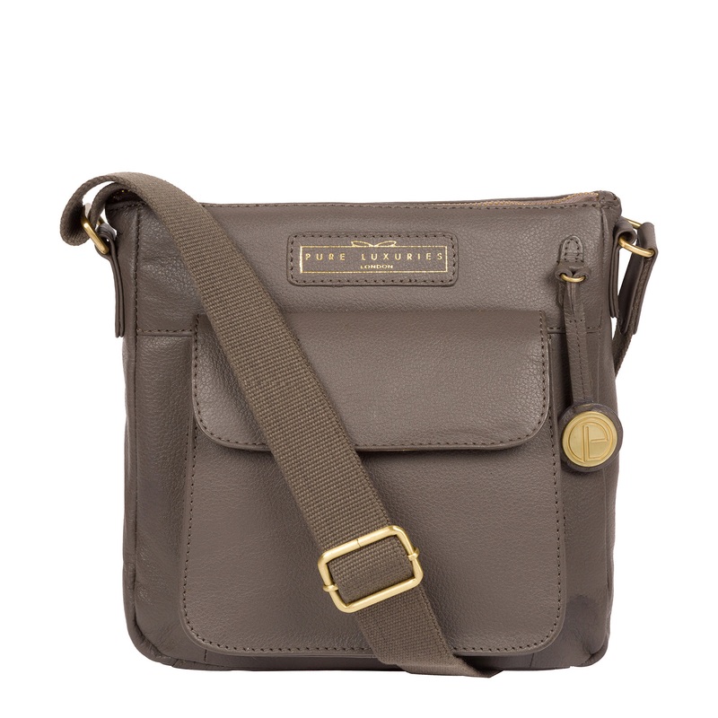 'Mayfield' Grey Leather Cross Body Bag