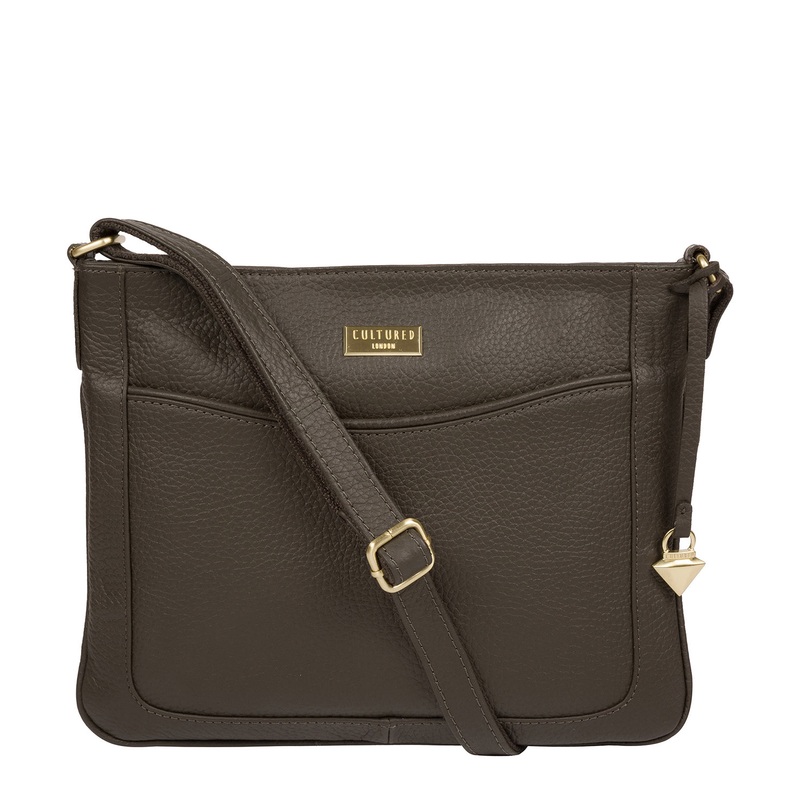 'Mireya' Olive Leather Cross Body Bag