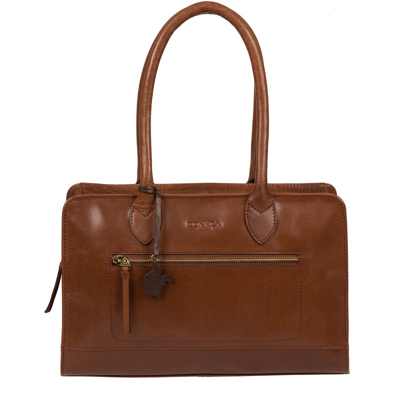 'Mona' Conker Brown Leather Handbag