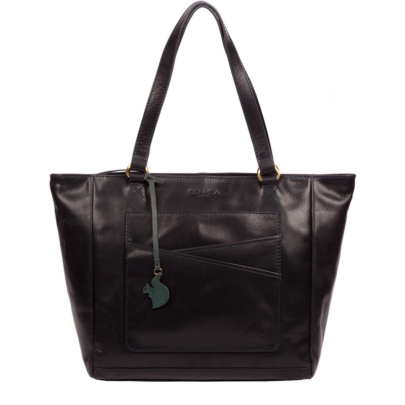 'Monique' Navy Leather Tote Bag