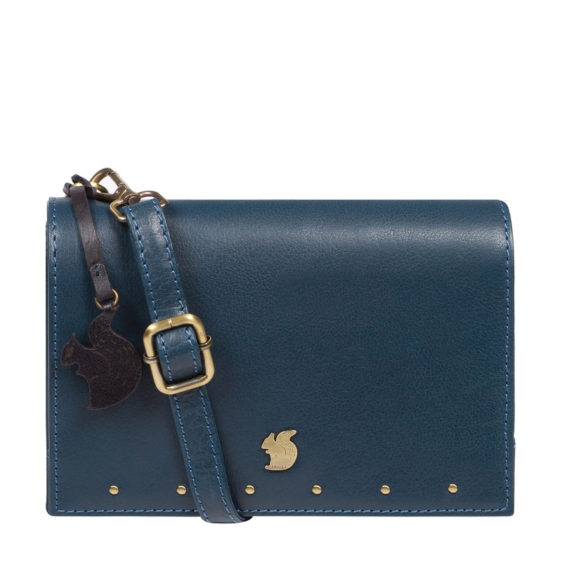 'Nemo' Snorkel Blue Leather Cross Body Clutch Bag