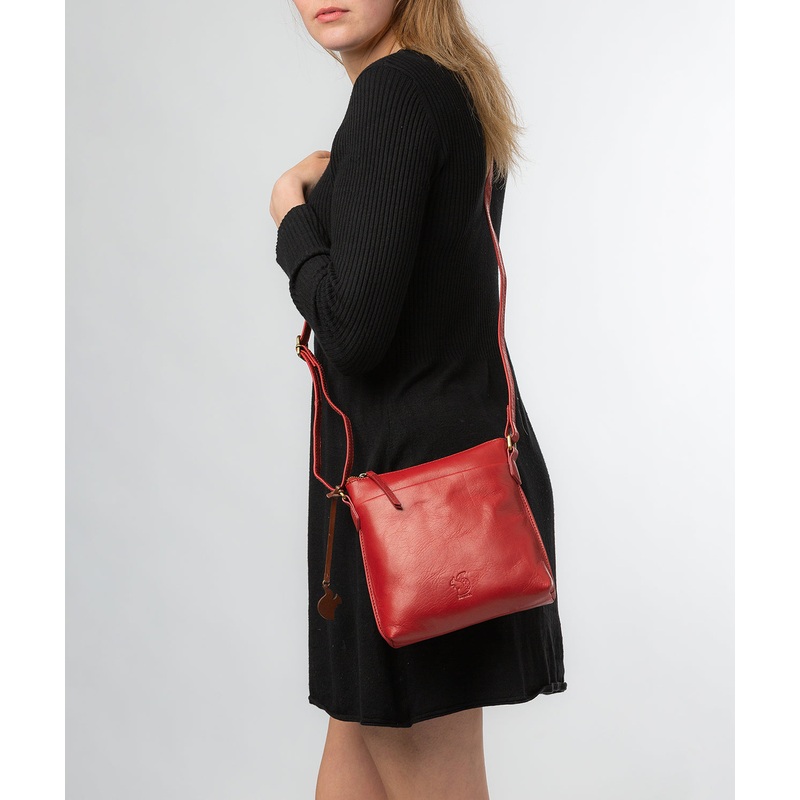 'Nikita' Chilli Pepper Leather Cross Body Bag