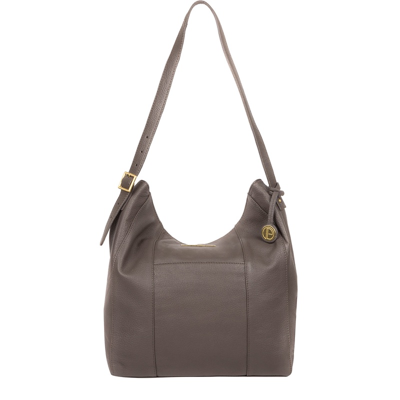 'Rachael' Grey Leather Shoulder Bag