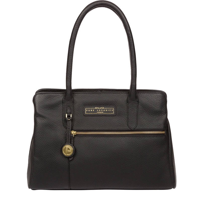 'Regent' Black & Gold Leather Handbag