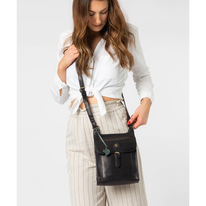 'Sasha' Navy Leather Cross Body Bag