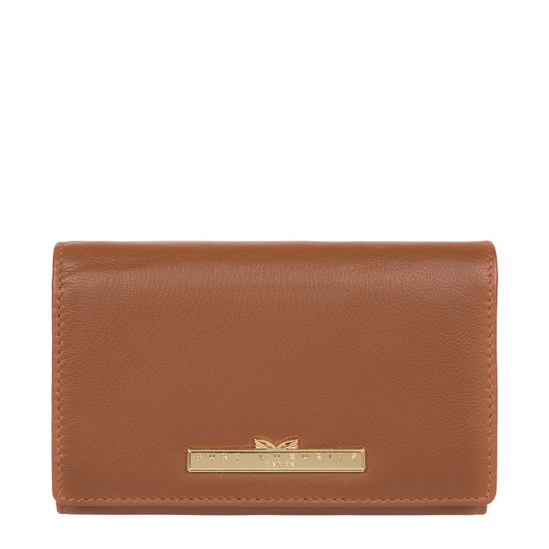 'Swift' Tan Leather Tri-Fold Purse