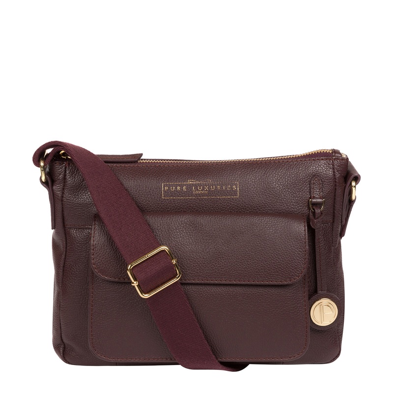 'Tindall' Plum Leather Shoulder Bag