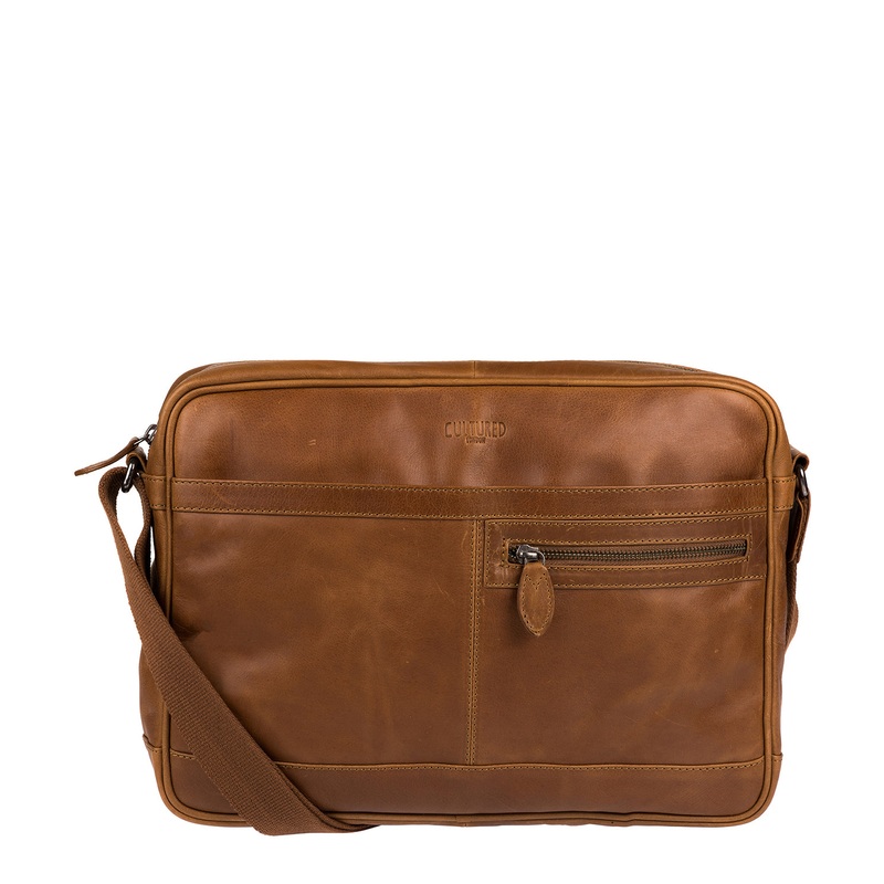 'Trek' Chestnut Leather Messenger Bag