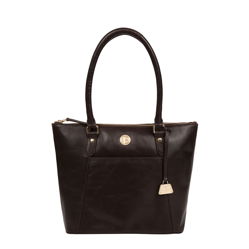 'Violet' Dark Brown Leather Tote Bag