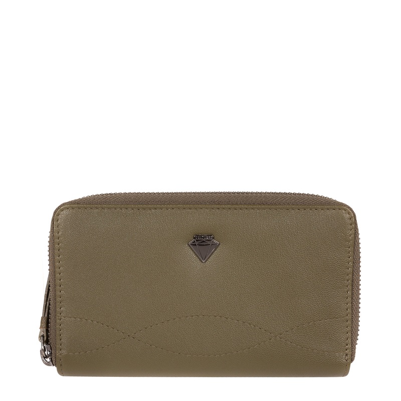 'Wittion' Olive Leather Zip-Round Purse
