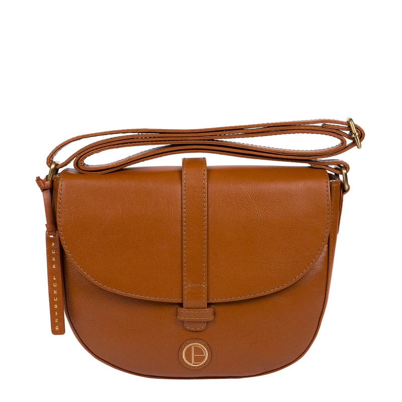 'Yanley' Vintage Dark Tan Leather Shoulder Bag