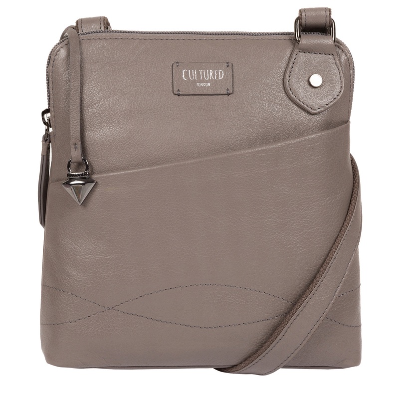 'Abberton' Grey Leather Cross Body Bag