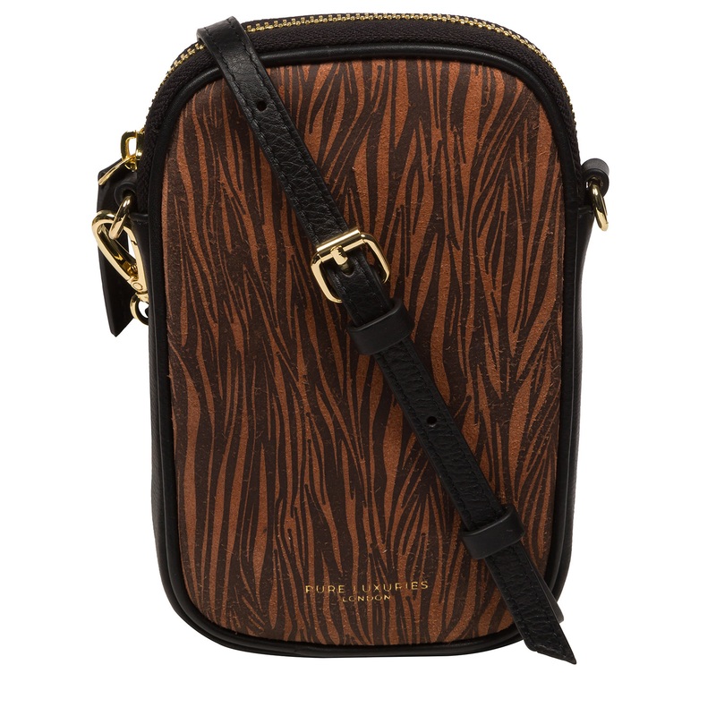 'Alaina' Animal Print Nappa Leather Cross Body Phone Bag