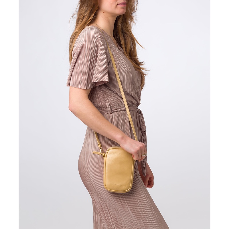 'Alaina' Metallic Gold Nappa Leather Cross Body Phone Bag
