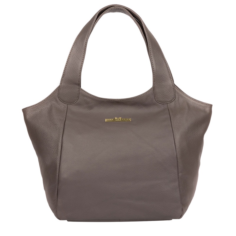 'Alina' Grey Leather Tote Bag