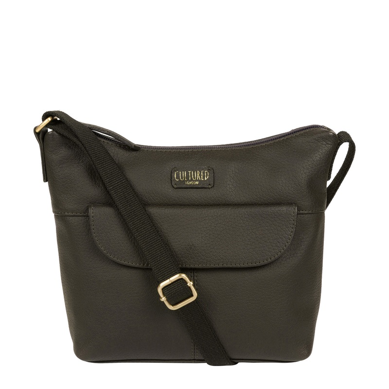 'Amel' Olive Leather Small Cross Body Bag