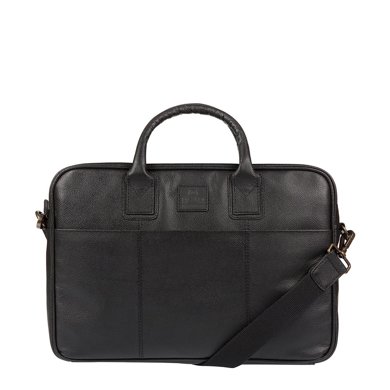 'Ash' Black Leather Briefcase