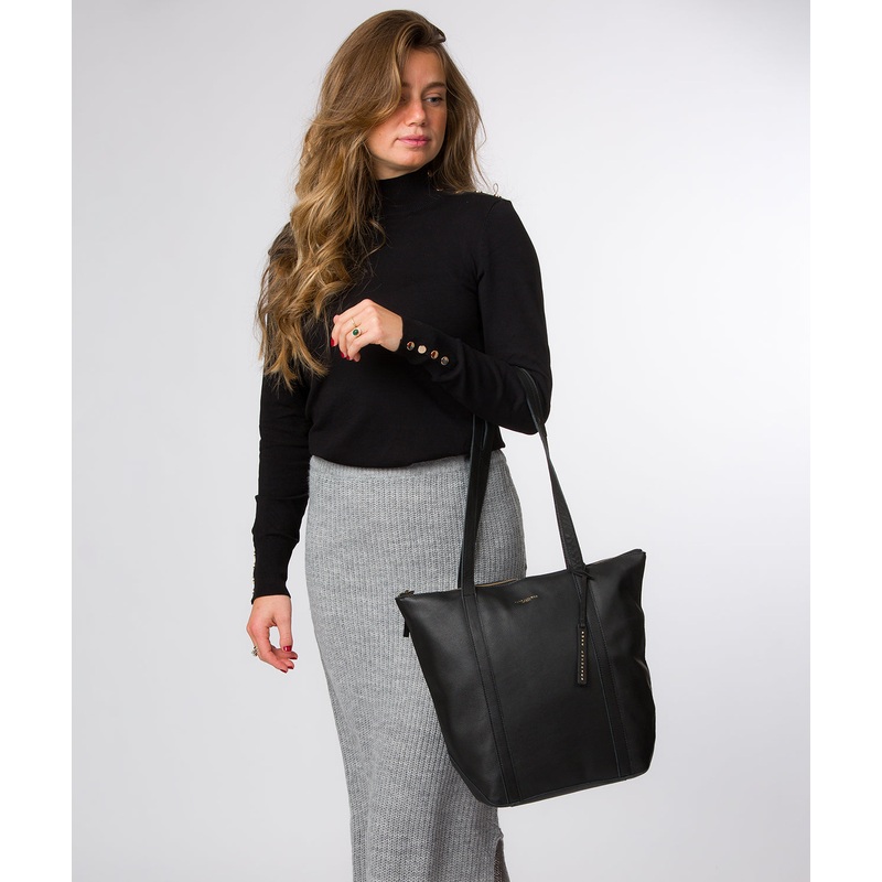 'Banbury' Black Leather Tote Bag