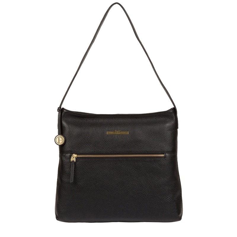'Barbara' Black Leather Shoulder Bag
