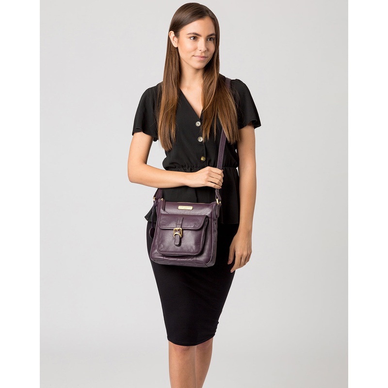'Bembridge' Plum Leather Cross Body Bag