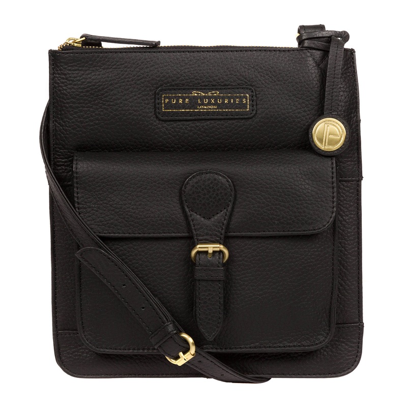 'Bibury' Black & Gold Leather Cross Body Bag