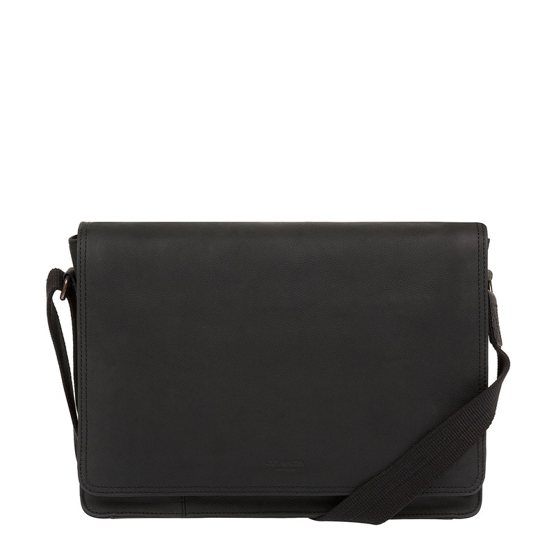 'Bolt' Vintage Black Leather Messenger Bag