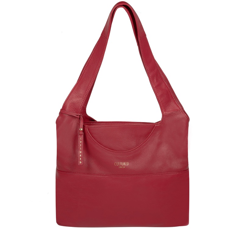'Boston' Red Leather Shoulder Bag