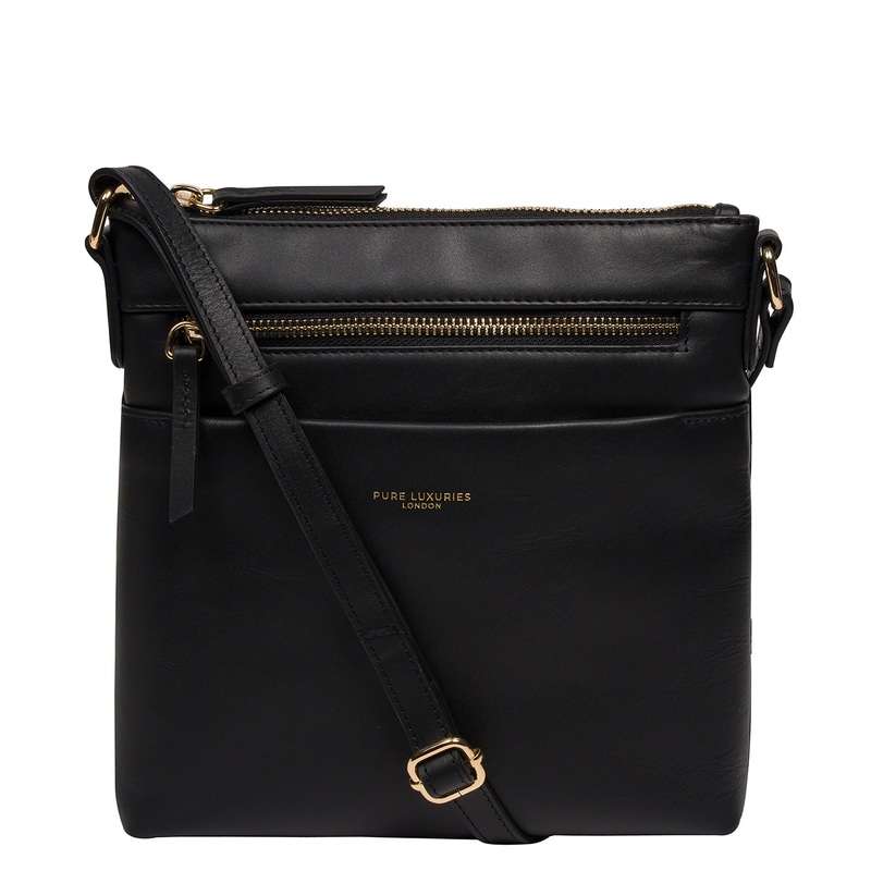 'Brooke' Black Leather Cross Body Bag